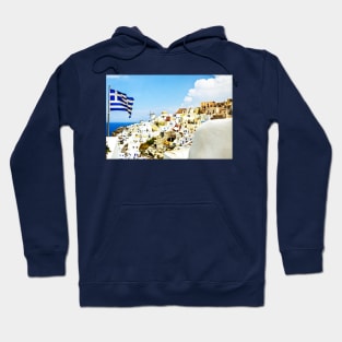 Oia Santorini Greek Island Flag Hoodie